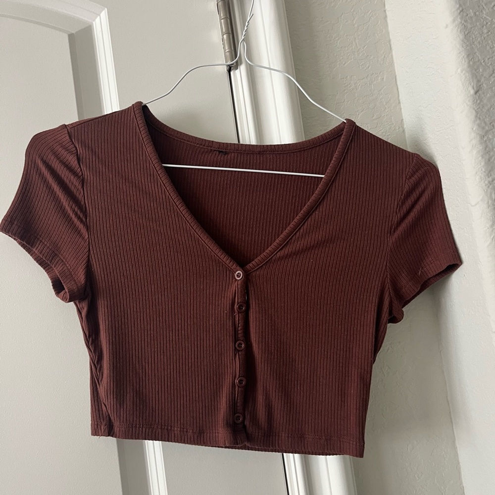 shein crop top brown